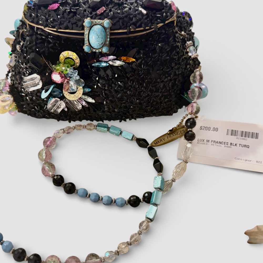 Mary Frances Black Beaded Bag with Vibrant Details